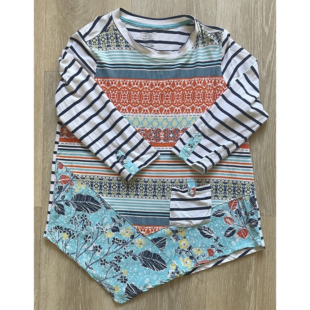 Westbound Woman Colorful Asymmetrical Tunic Top Sz Med Boho Chic Eclectic artsy